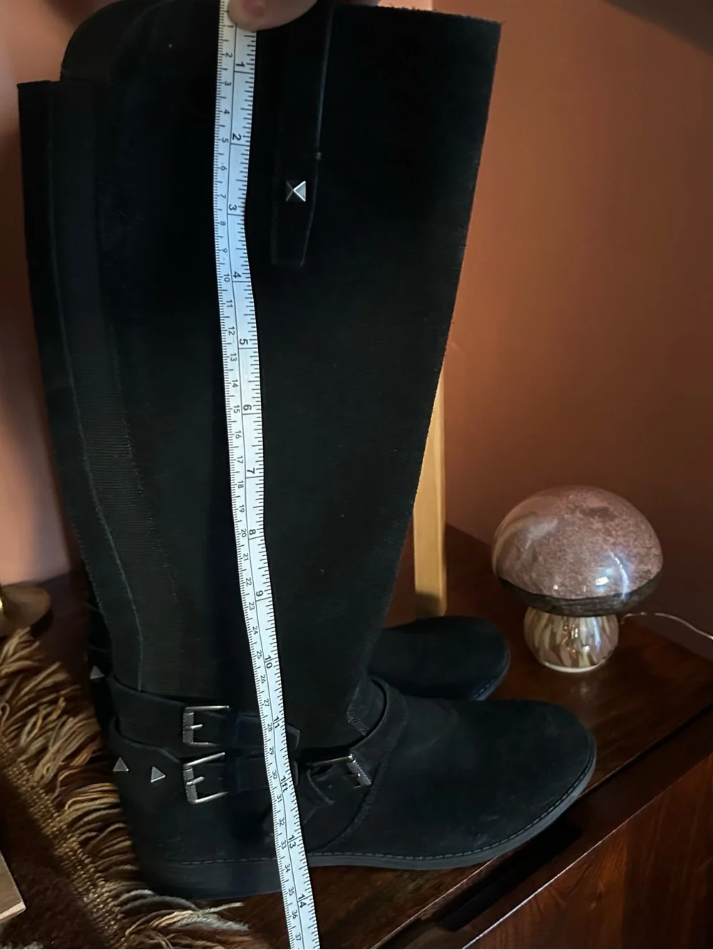 Marc Fisher Arbor Riding Boots Suede Leather Knee High Tall Studded Black Size 7